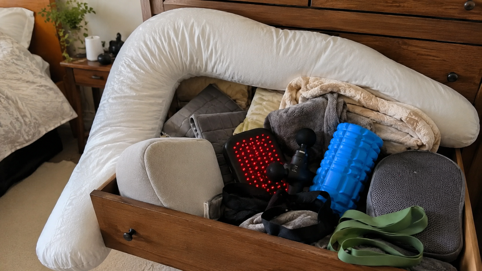 A drawer of hip pain gadgets that did not work