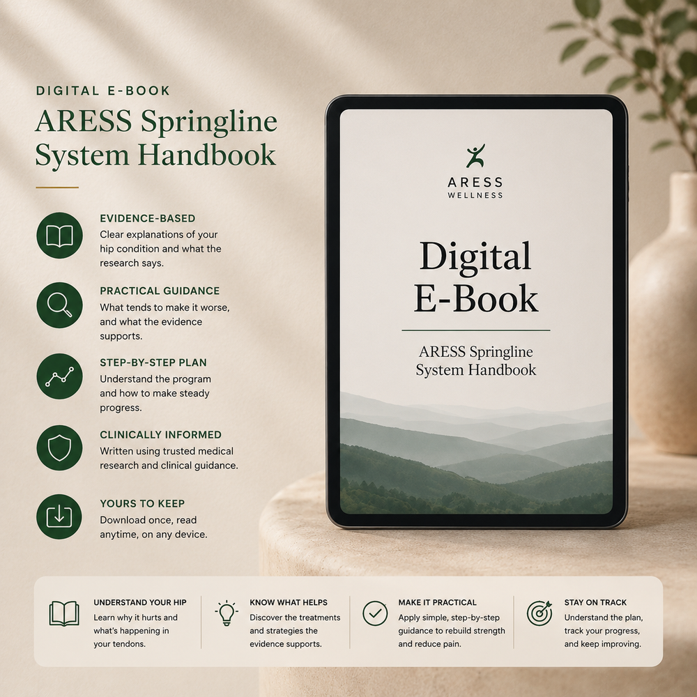 The Lateral Hip E-Book open on a phone