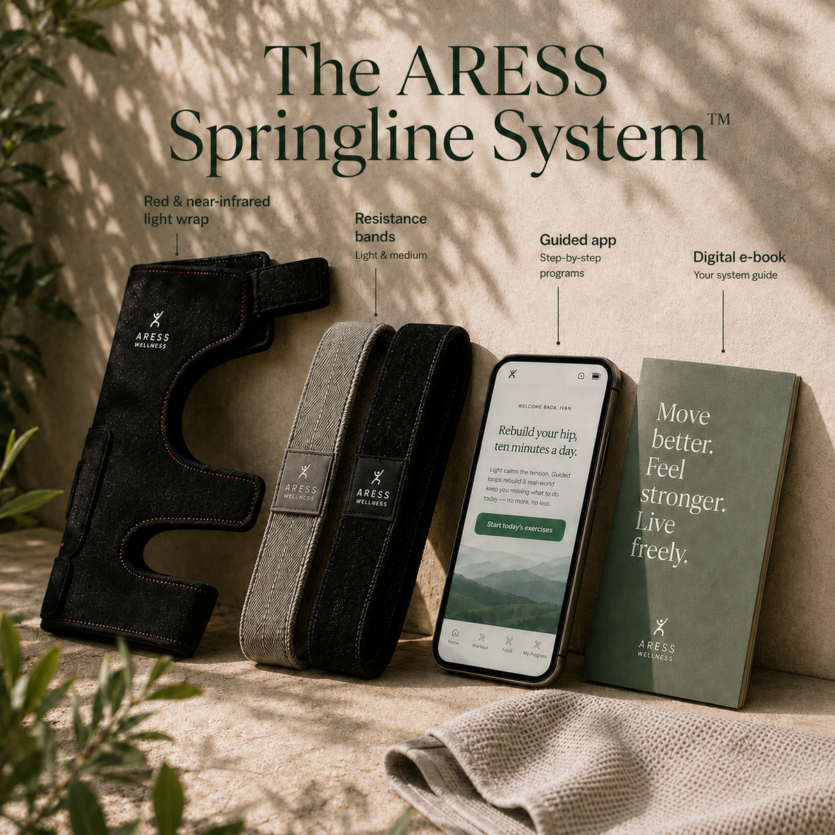 The ARESS Springline System: light wrap, bands, app and e-book